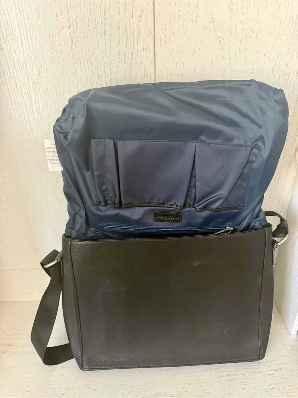 Black Leather Messenger Bag by blackbook adjustable strap lined